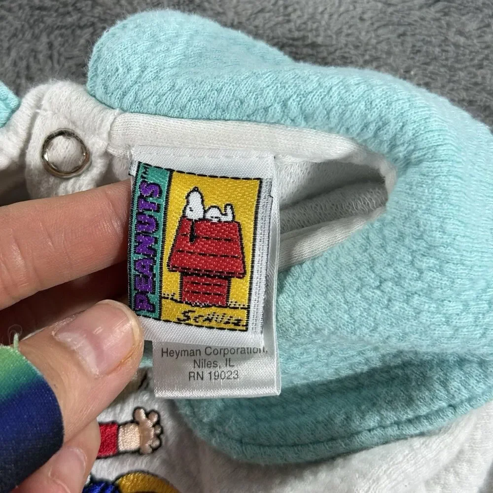 VTG Peanuts Snoopy Charlie‎ And Friends Embroidered Collared One Piece 6 Months